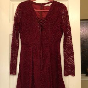 Burgundy Lace Lovers & Friends lace Dress